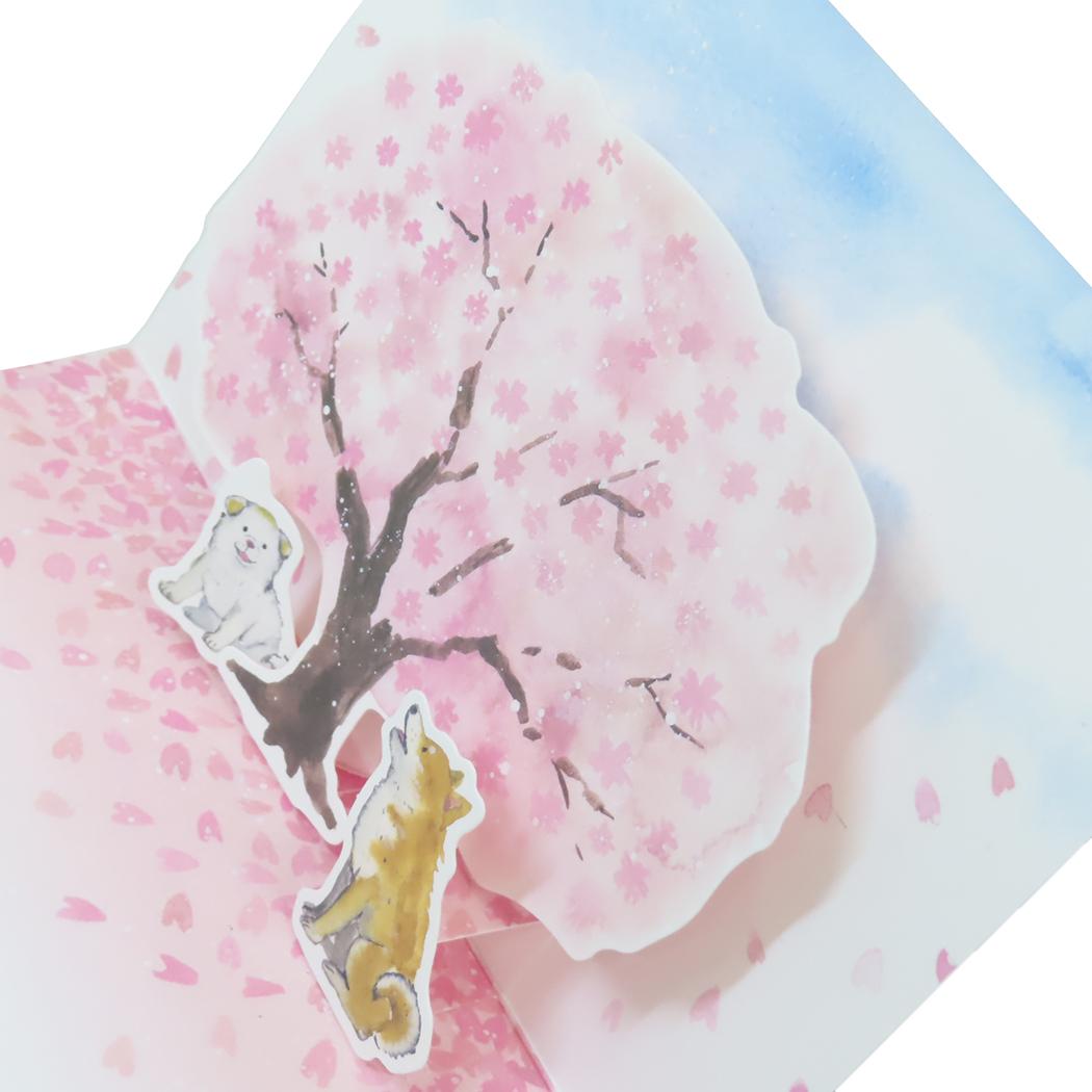 メッセージカード グリーティングカード しばいぬと春 桜 アクティブコーポレーション 封筒付き かわいい 日本製 メール便可