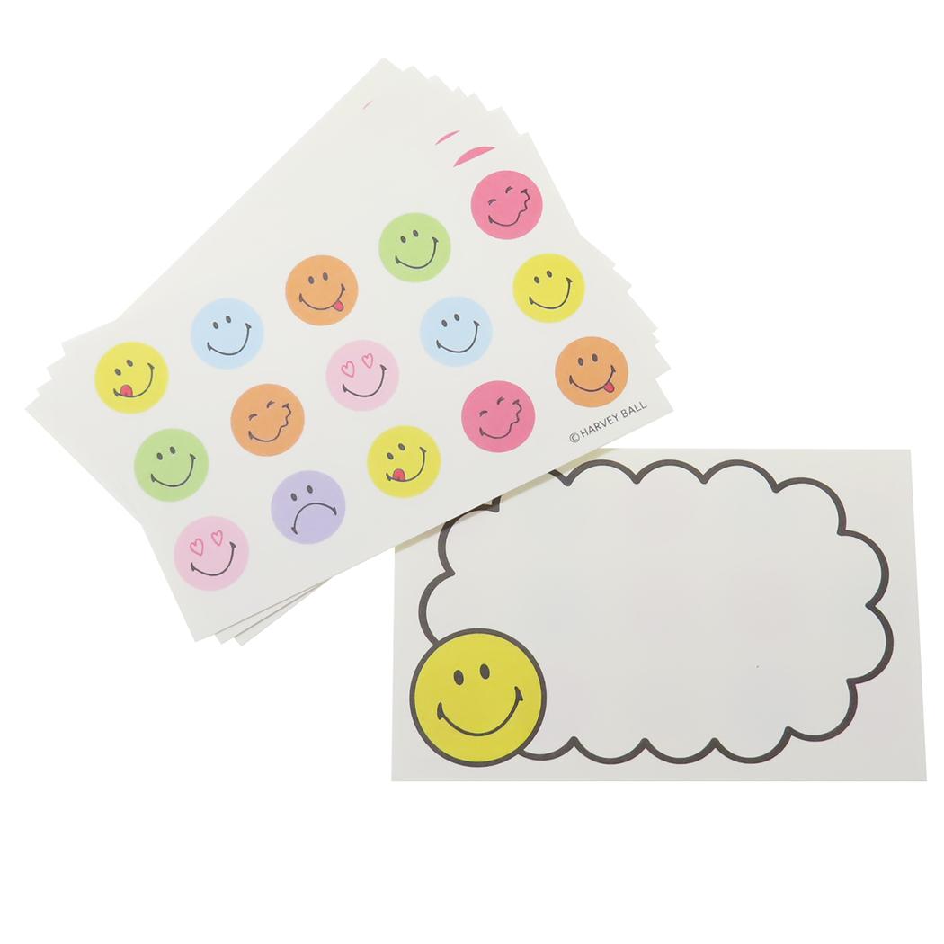 ミニメッセージカード 8枚セット ミニメッセージカード スマイリーフェイス カラフル ANS-27 Smiley Face アクティブコーポレーション 誕生日 メール便可