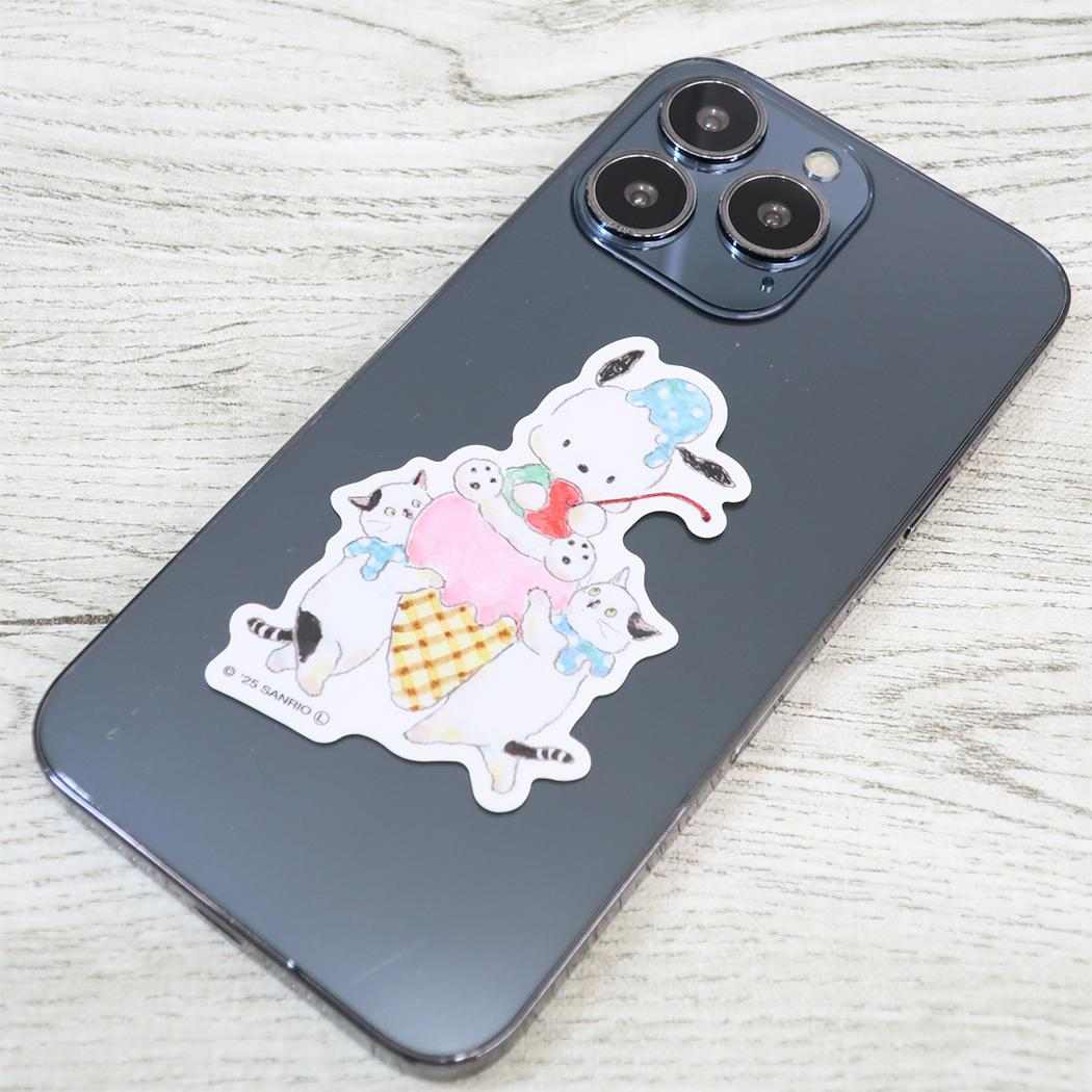 ステッカー ダイカットシール トコロコムギxサンリオキャラクターズ ポチャッコと仲良しアイスクリームにゃんこ サンリオ アクティブコーポレーション デコシール メール便可