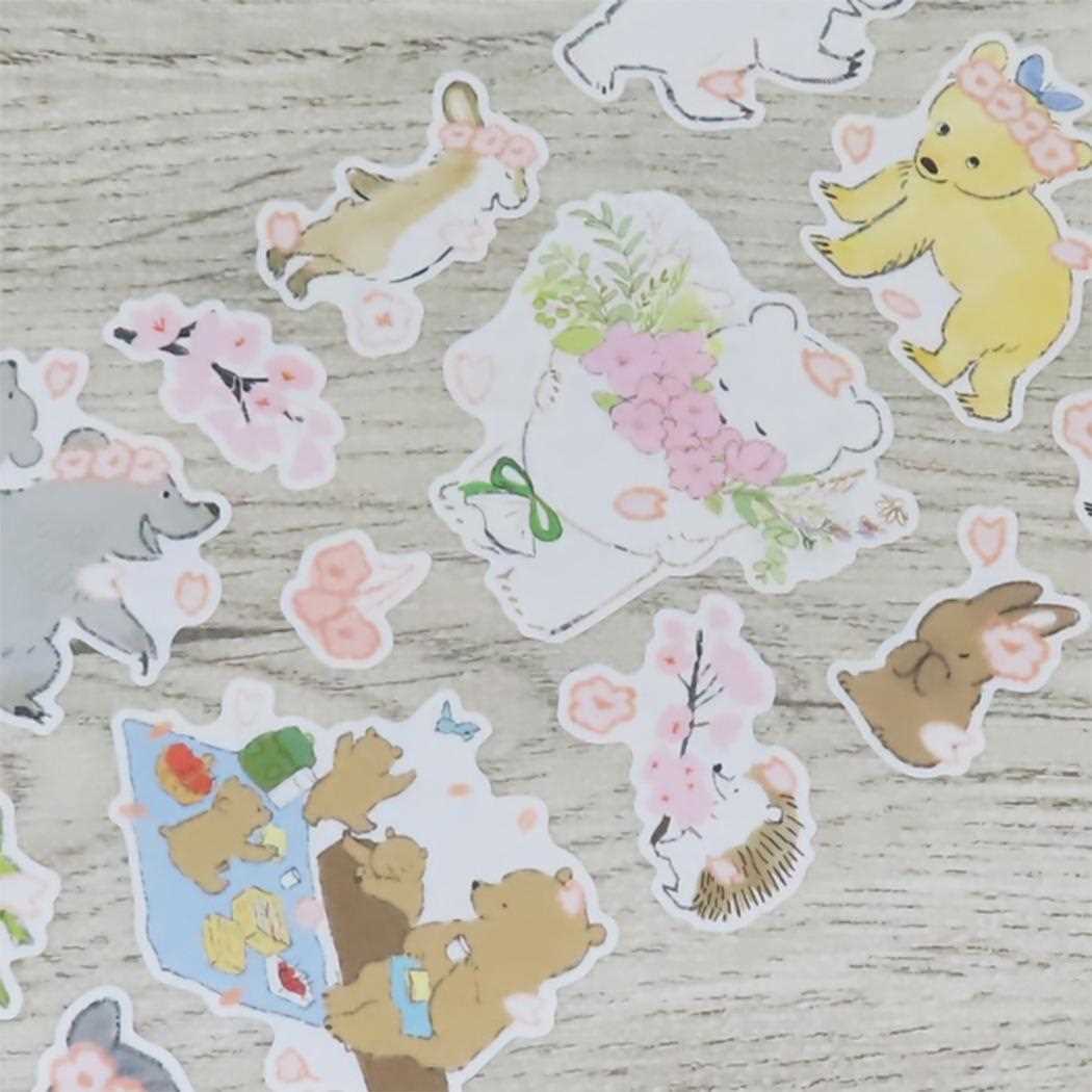 コットンシール シールシート ももろ 森の動物と桜 アクティブコーポレーション デコシール かわいい メール便可