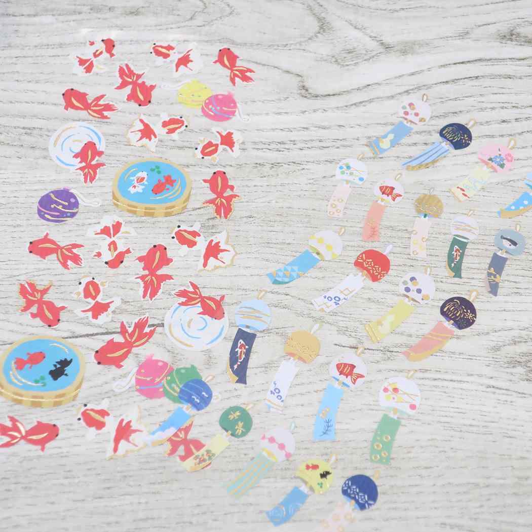 夏いろ和風シール シールシート 藤並うずら 風鈴 アクティブコーポレーション デコシール かわいい メール便可
