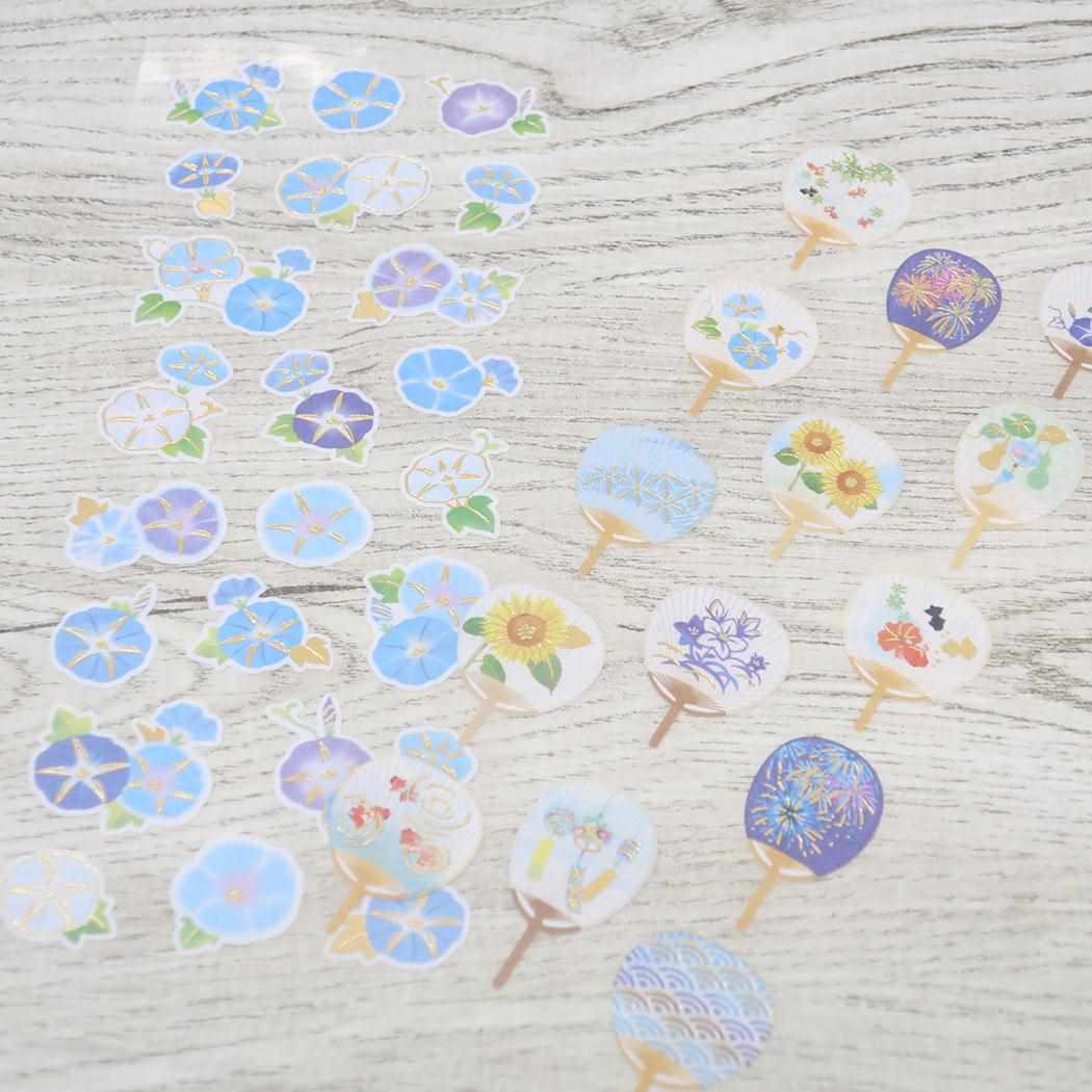 夏いろ和風シール シールシート 相良奈穂 あさがお アクティブコーポレーション デコシール かわいい メール便可