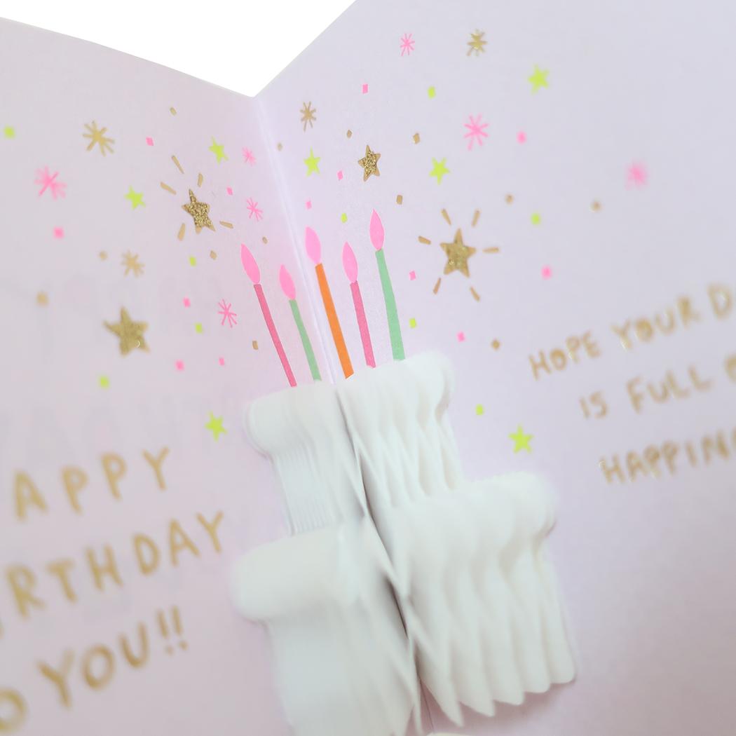 ハニカムケーキミニバースデーカード グリーティングカード パープル APJ メッセージカード ミニサイズ ミニ封筒 誕生日 お祝い メール便可