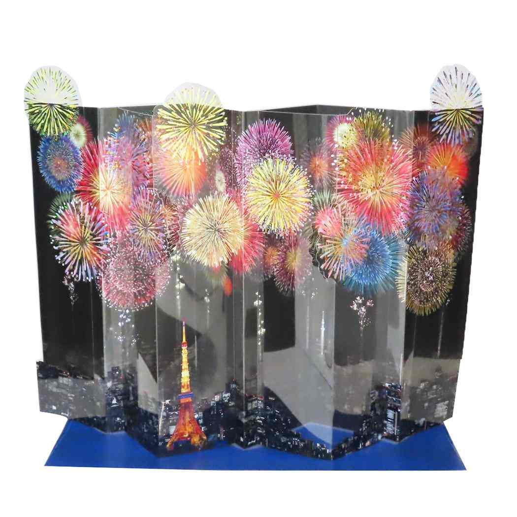 グリーティングカード ジャバラカード 花火1 APJ メッセージカード サマーカード 立体的 グッズ メール便可 シネマコレクション