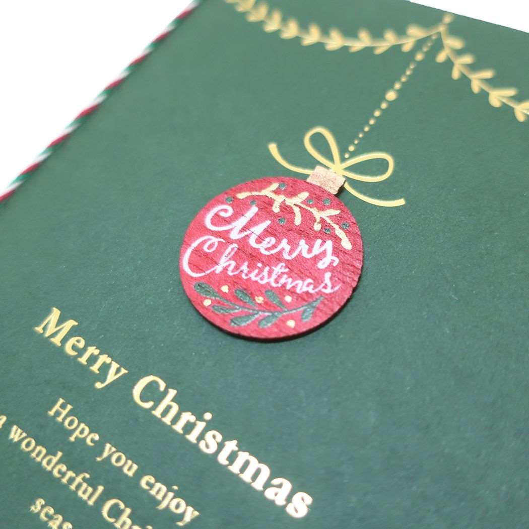 ウッドパーツカード クリスマスカード Handmade card オーナメント APJ 封筒付きグリーティングカード Xmas メール便可