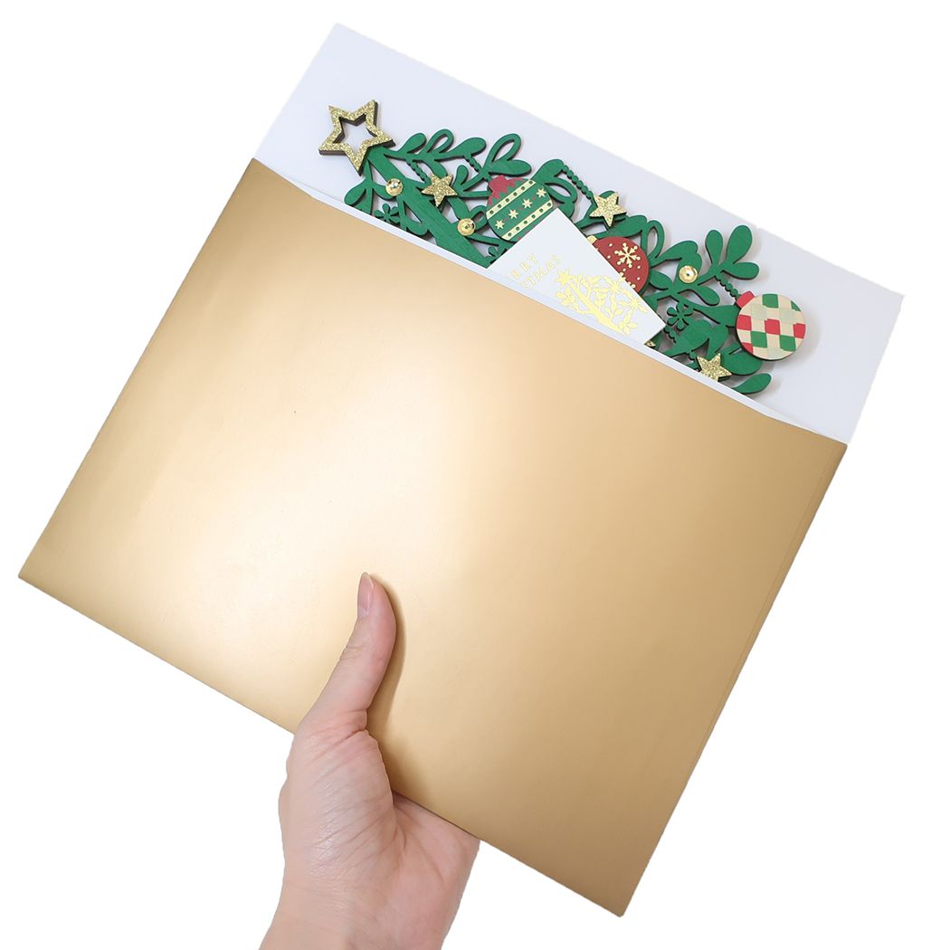 デコレーションウッドツリーカード クリスマスカード NaturalCardseries グリーンツリー APJ 封筒付きグリーティングカード Xmas メール便可