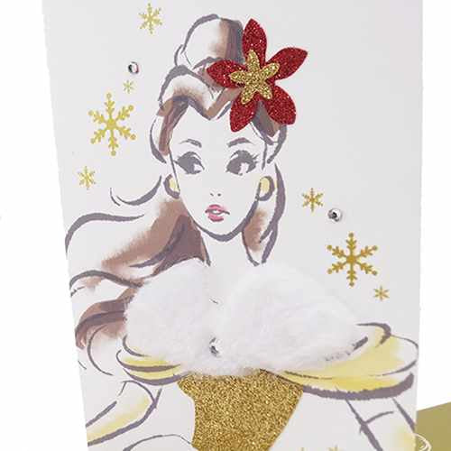 プリンセスクリスマスカード グリーティングカード 美女と野獣 ベル Xmas クリスマス ディズニー APJ 封筒付き 可愛い メール便可