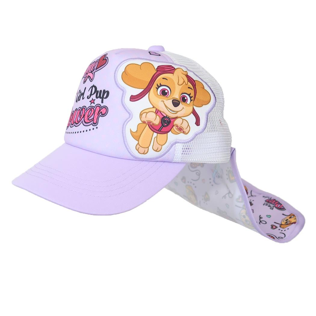 女児 日除けタレ付きメッシュキャップ 帽子 パウパトロール カイタックファミリー タレ付き 取外し可能