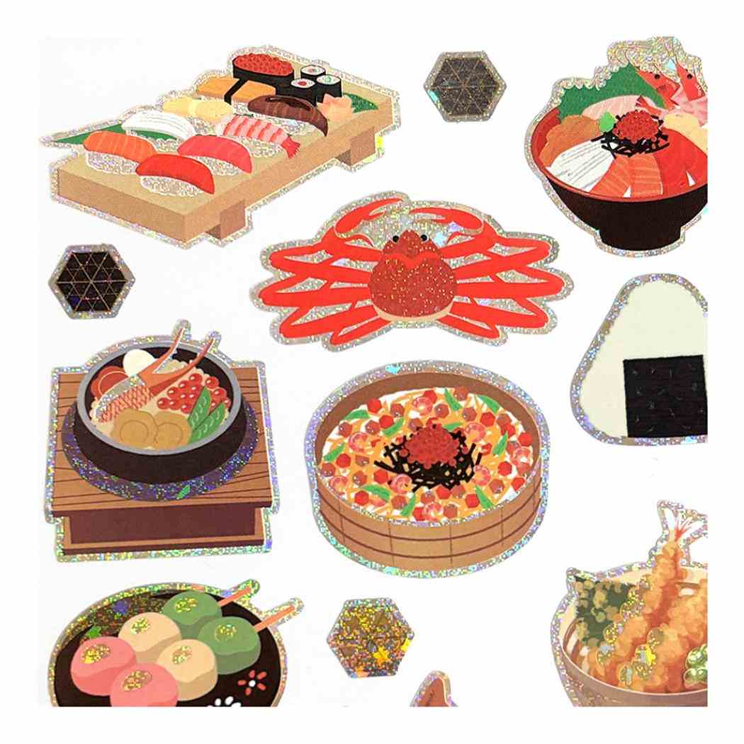 ホログラムシール シールシート 日本の伝統シリーズ 日本食 クローズピン 手帳デコ DECOシール お土産 メール便可