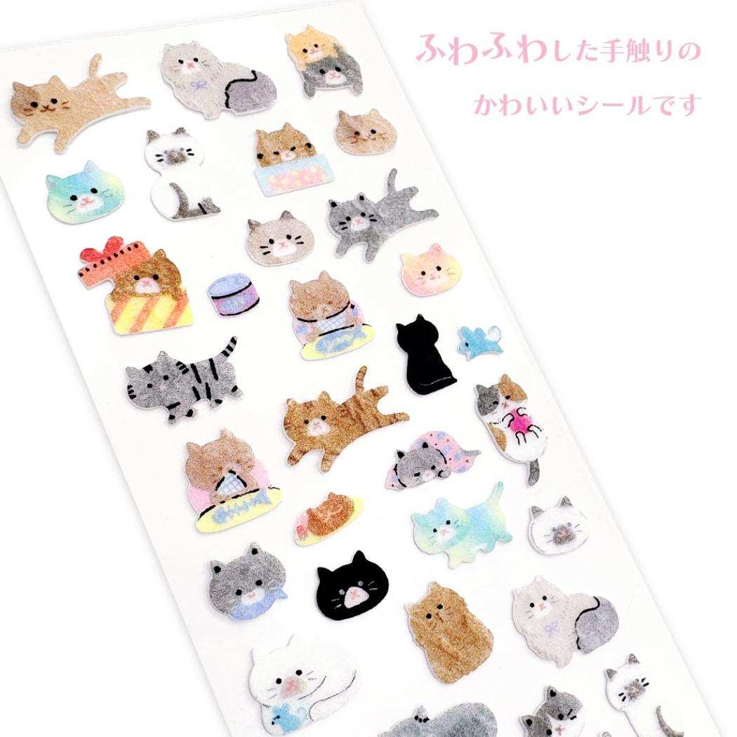 シールシート ふわふわシール ねこ クローズピン