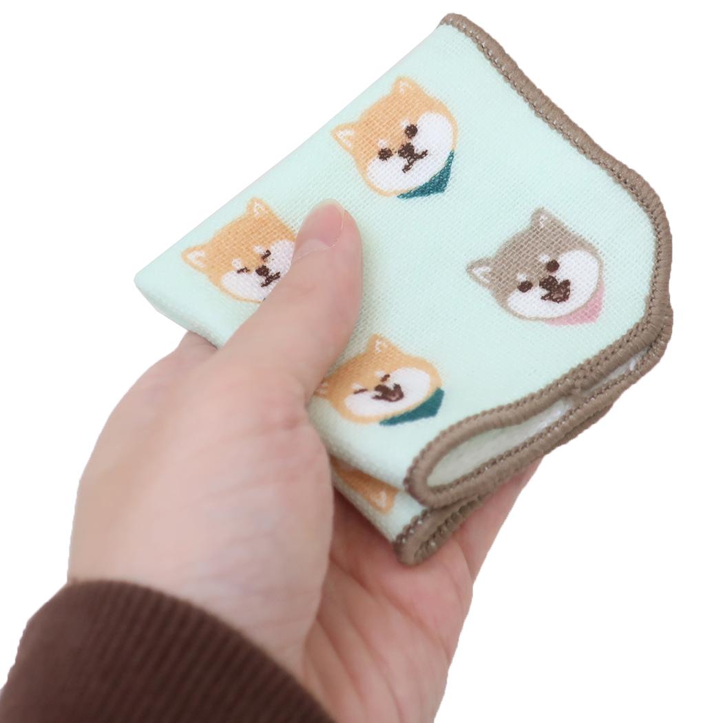 ガーゼミニミニタオル15cm ミニタオル 柴犬 ミントイン 汗拭きタオル 新学期準備雑貨 メール便可