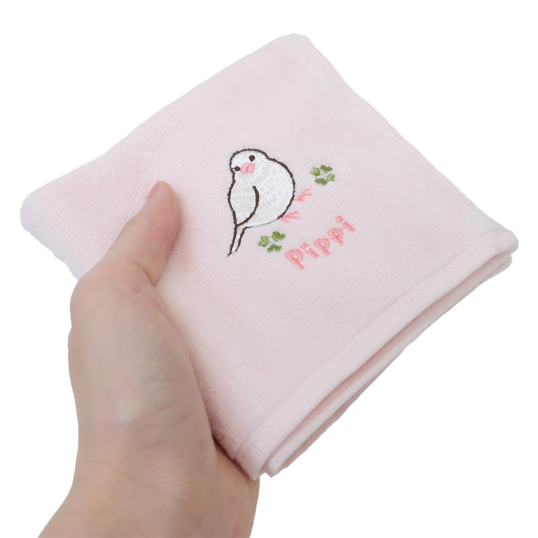 アニマル刺繍タオルハンカチ ミニタオル ピッピ アニマル ミントイン 汗拭きタオル かわいい メール便可