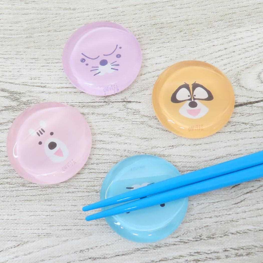 ガラス丸箸置き 箸置き ぼのぼの アライグマくん 金正陶器 プレゼント かわいい チョップスティックレスト