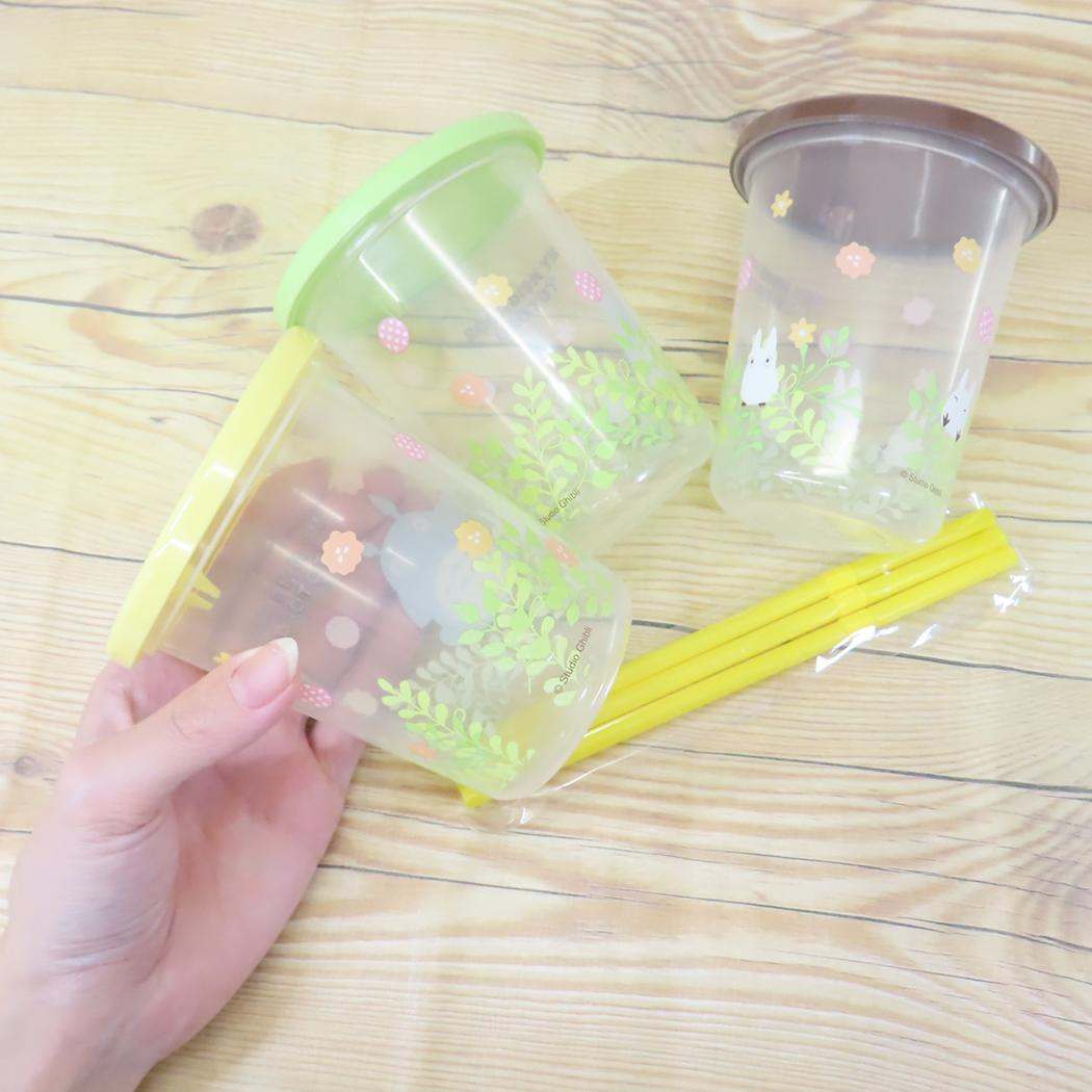 ストロー付タンブラー3個 プラカップ となりのトトロ プランツ スタジオジブリ スケーター プラコップ 320ml