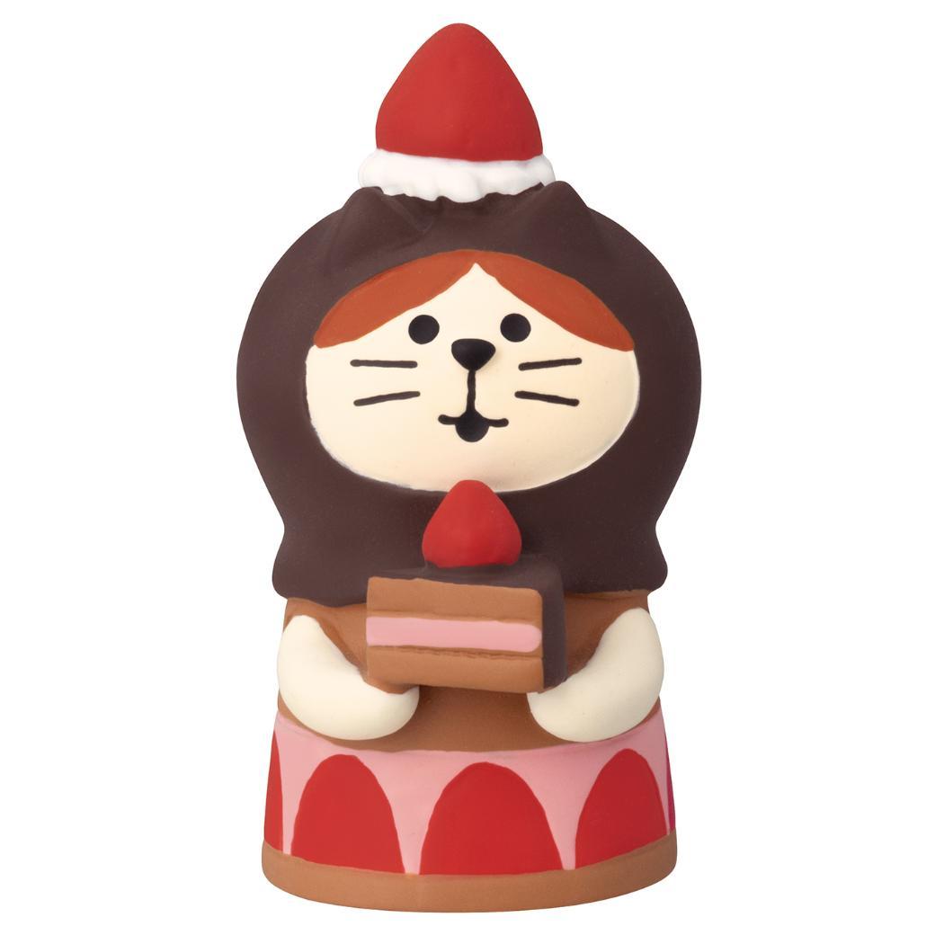 ねこずきん マスコット ジャンボないちごフェア concombre ショートケーキ チョコケーキ デコレ ミニチュア オブジェ ディスプレイ 置物
