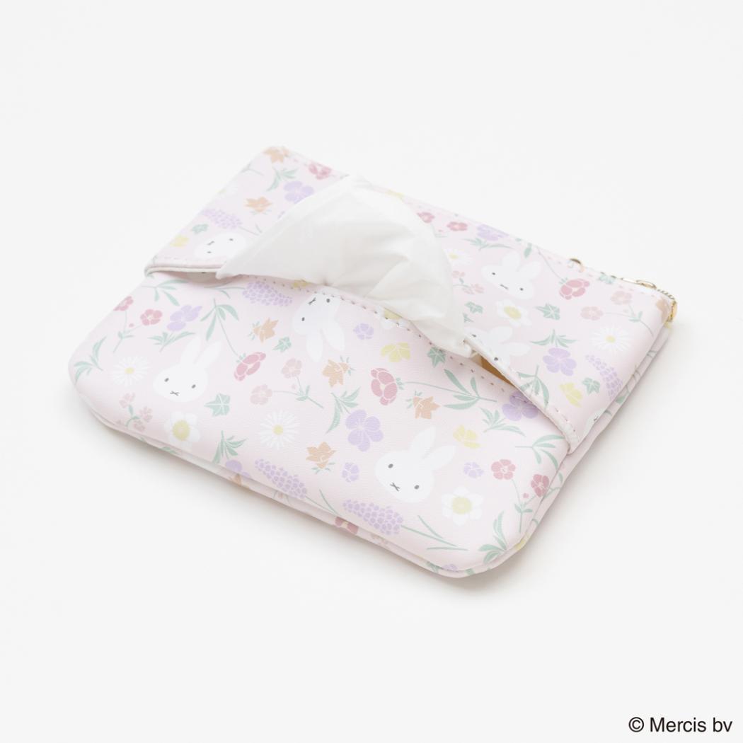 MIFFY Floral pattern ティッシュポーチ ミニポーチ ミッフィー ピンク ディックブルーナ エフエービージャパン 小物入れ 絵本メール便可