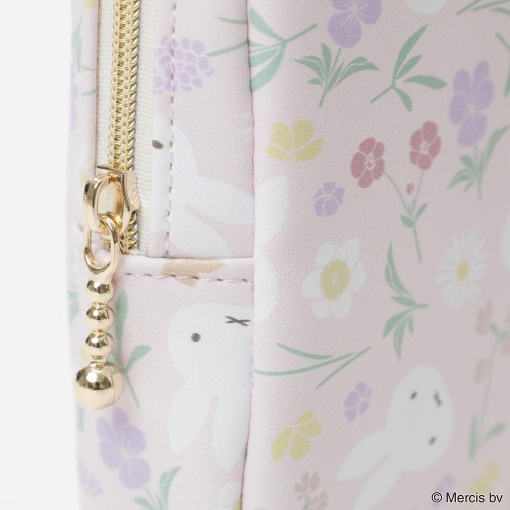MIFFY Floral pattern 縦型スクエアポーチ コスメポーチ ミッフィー ピンク ディックブルーナ エフエービージャパン 小物入れ メイクポーチ 絵本