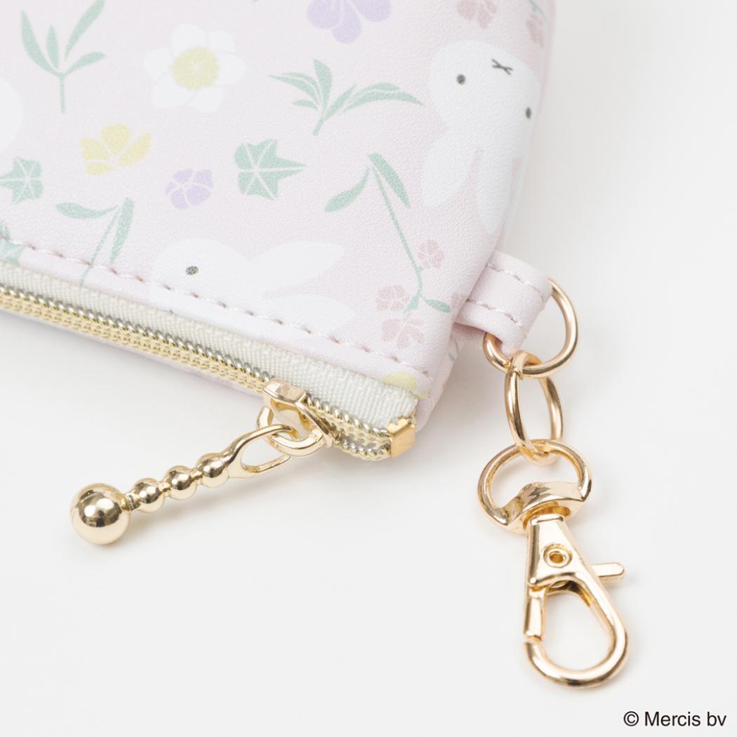 MIFFY Floral pattern マイクロ台形ポーチ ミニポーチ ミッフィー ピンク ディックブルーナ エフエービージャパン 小物入れ 絵本