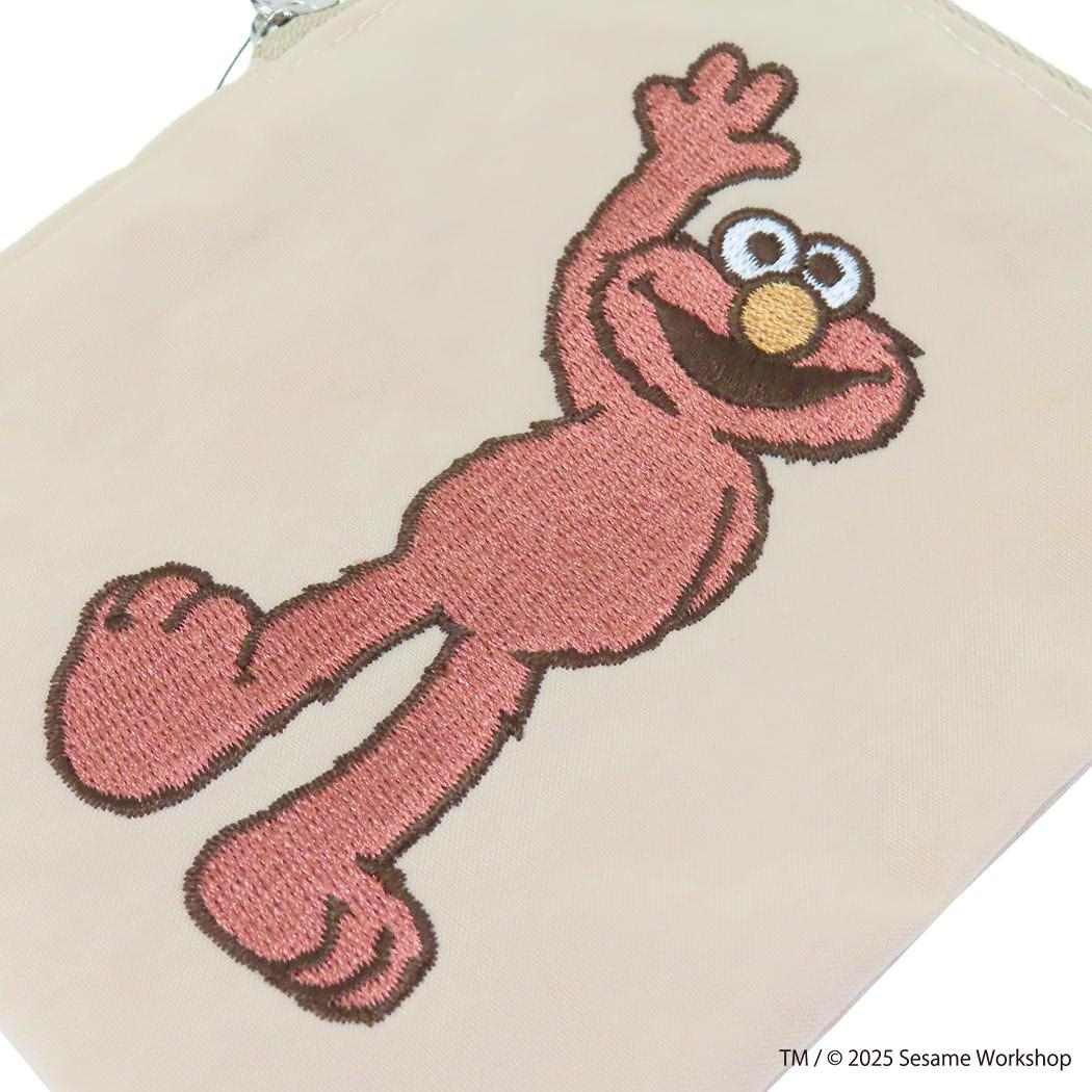 ミニフラットポーチ 平ポーチ セサミストリート SESAME STREET EMBROIDERY ベージュ エフエービージャパン 小物入れ コスメポーチ エルモ メール便可