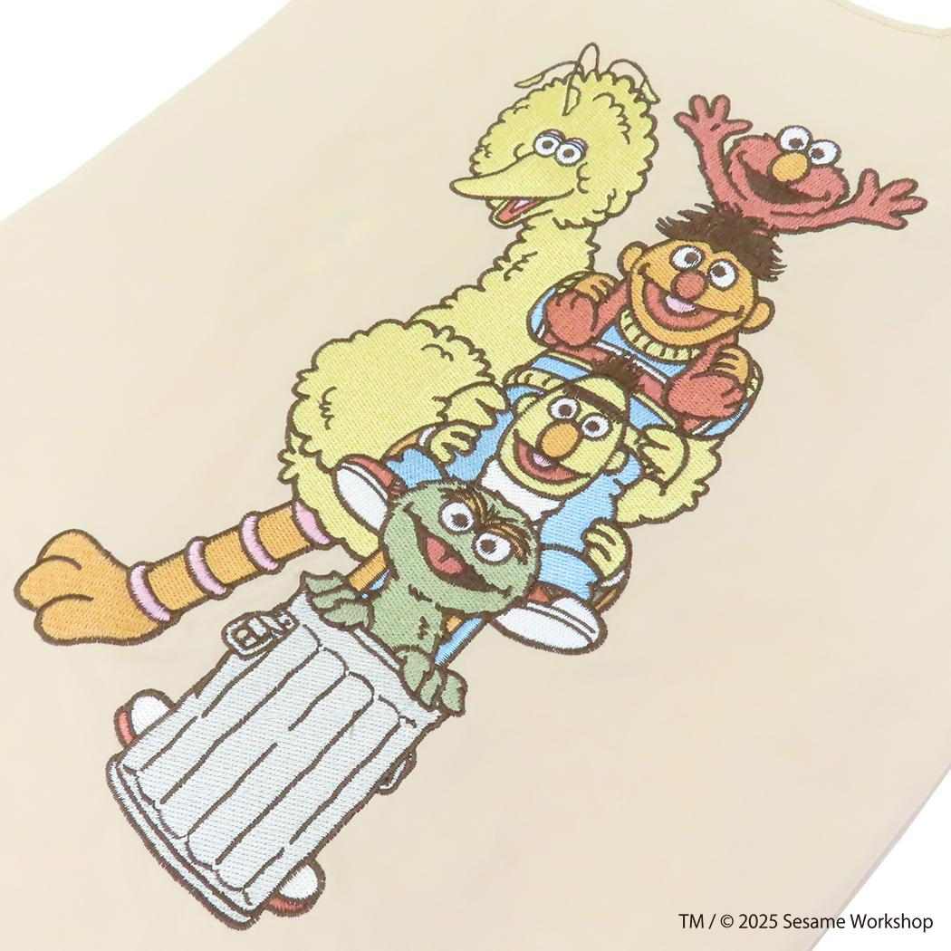 ショッピングバッグ エコバッグ セサミストリート SESAME STREET EMBROIDERY ベージュ エフエービージャパン お買い物かばん メール便可