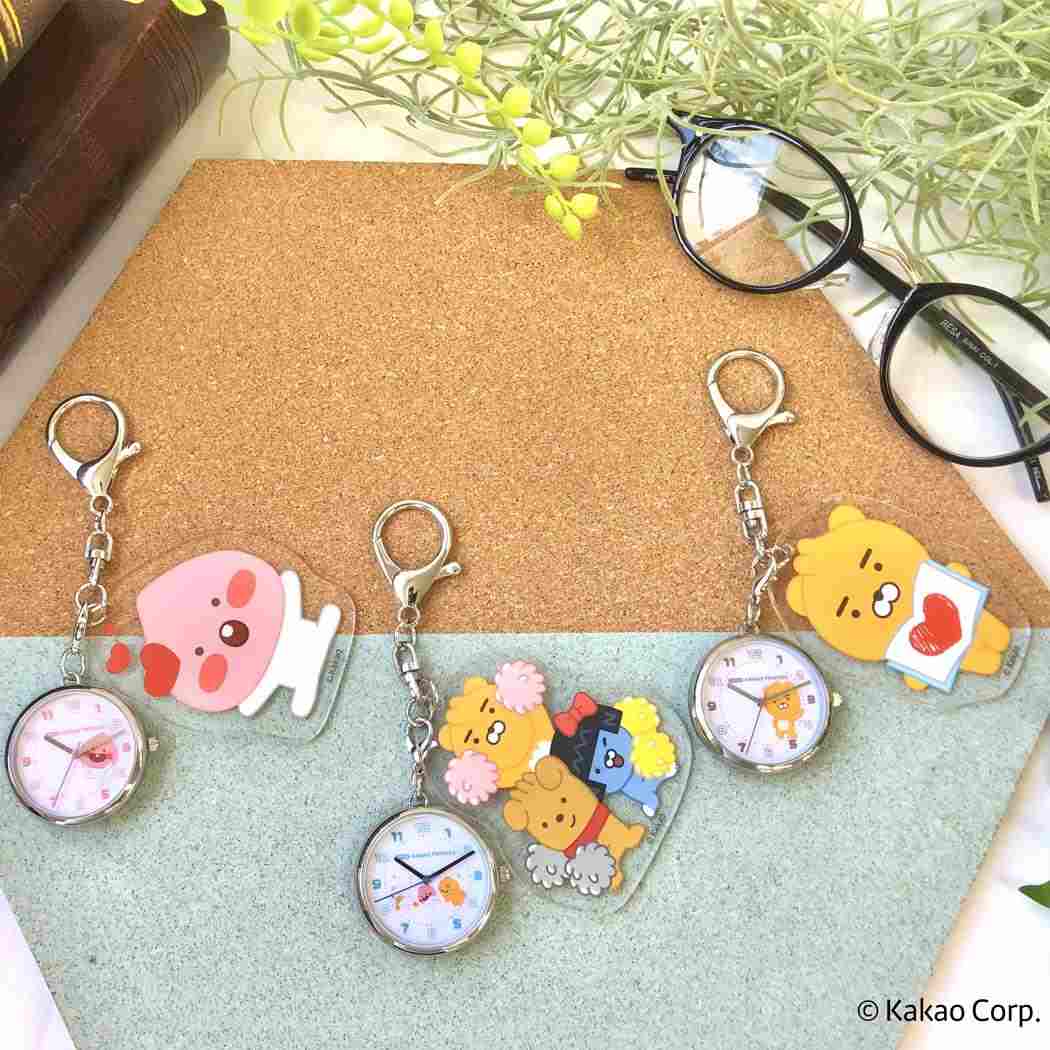 アクリルKCウォッチY キーホルダー時計 カカオフレンズ BOOK KAKAO FRIENDS フィールドワーク バッグチャーム メール便可