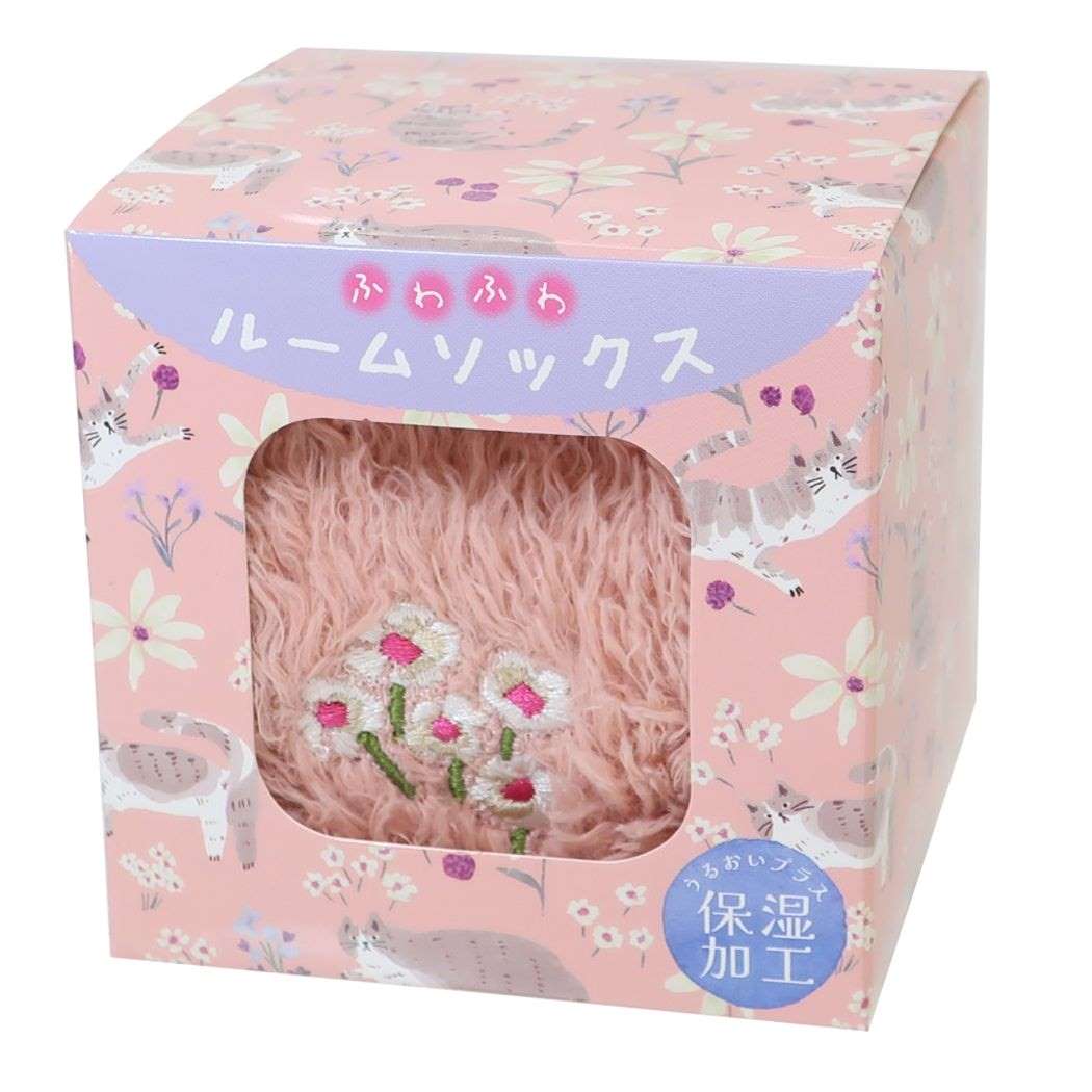 シェニールルームソックス 女性用靴下 ハナキャット ピンク フレンズヒル FRIENDSHILL ウォーマー雑貨