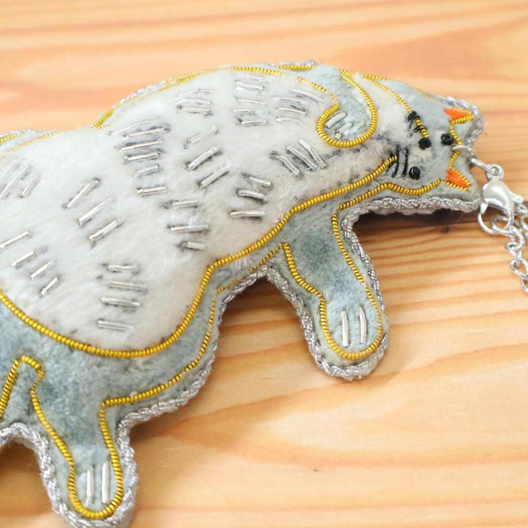 キーチャーム ザリ刺繍 バッグチャーム ouaf ouaf&miaou marche ハチワレ ねこ フレンズヒル かわいい プレゼント メール便可