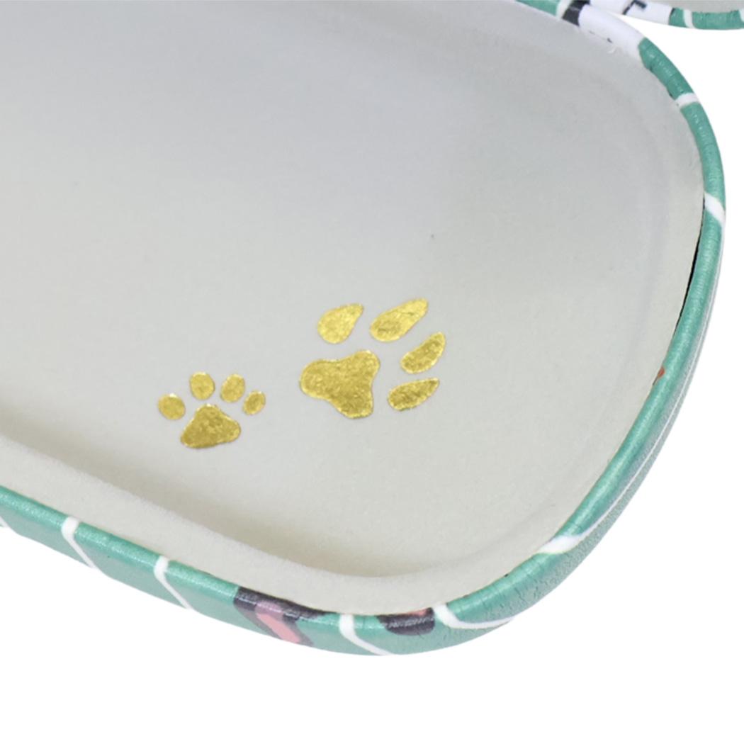 クロス付きメガネケース 眼鏡ケース ouaf ouaf&miaou marche フレブルストライプ グリーン いぬ フレンズヒル FRIENDSHILL ハードタイプ めがね拭き付き