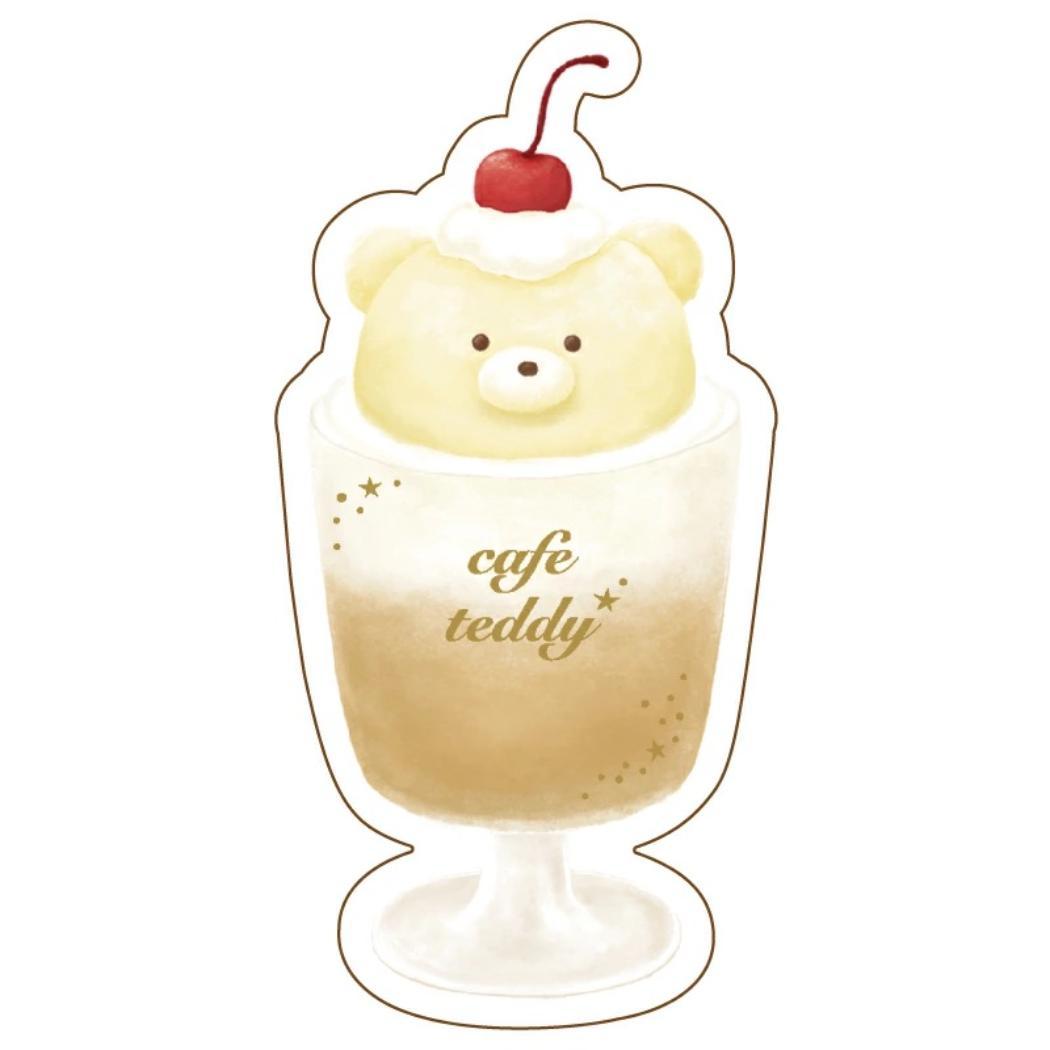 ROKKAKU x cafe teddy ダイカットステッカー ステッカー フロート フタバ テディベア 箔押し スマホデコ デコステッカー グッズ メール便可 シネマコレクション