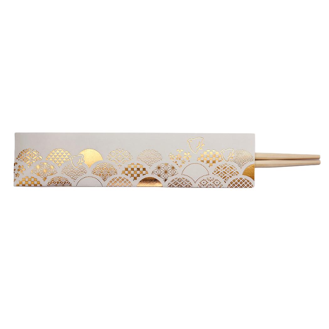 ROKKAKU おはし 箔押し祝箸 5膳入 小紋青海波 フタバ 和柄 祝い箸 国産檜 お正月 グッズ メール便可 シネマコレクション