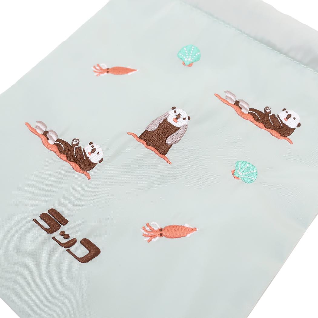 刺繍巾着 巾着袋 アニマル百貨店 ラッコ どうぶつ Green Flash きんちゃくポーチ 小物入れ メール便可
