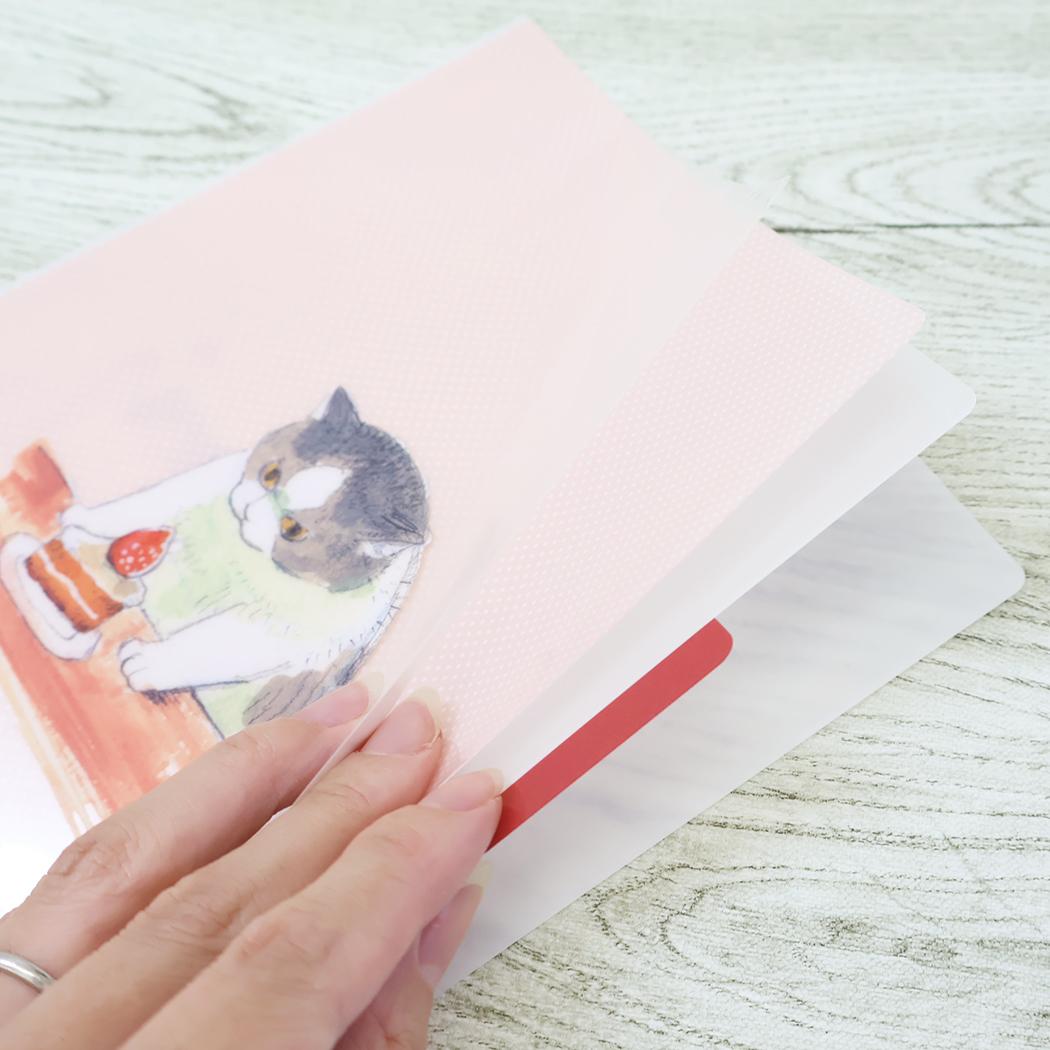A5ポケットクリアファイル ポケットファイル 三毛猫モブは猫缶を稼ぎたい Mobu's Diary Cake ねこ Green Flash かわいい メール便可