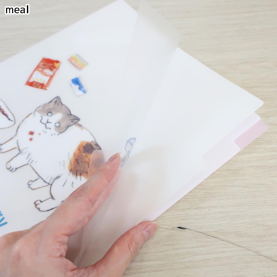 三毛猫モブ クリアホルダー A4 ポケットクリアファイル meal Green Flash
