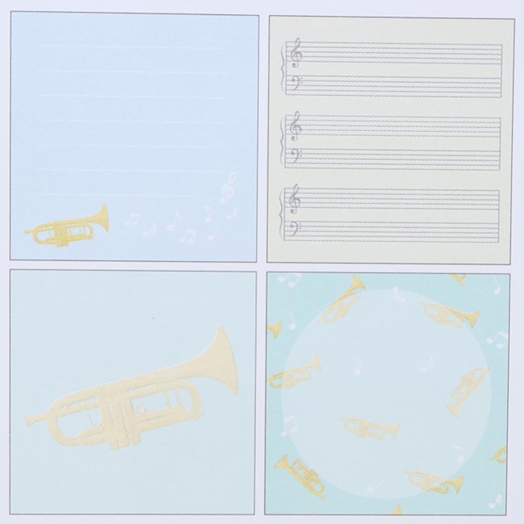 メモパッドスクエア メモ帳 Music Ensemble トランペット Green Flash 新学期準備文具 かわいい メール便可