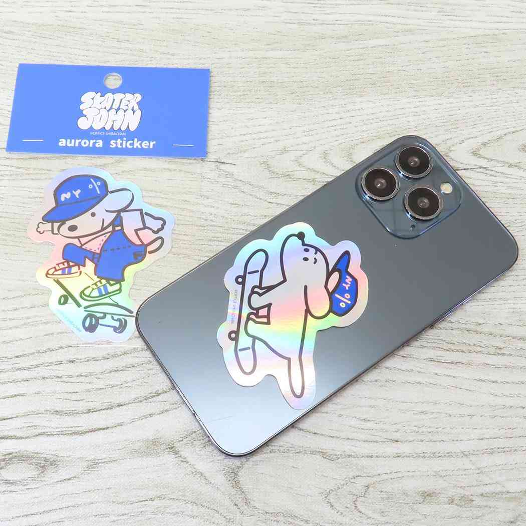 オーロラステッカー ダイカットシール スケータージョン Skater JOHN regular シバチャン Green Flash デコシール メール便可