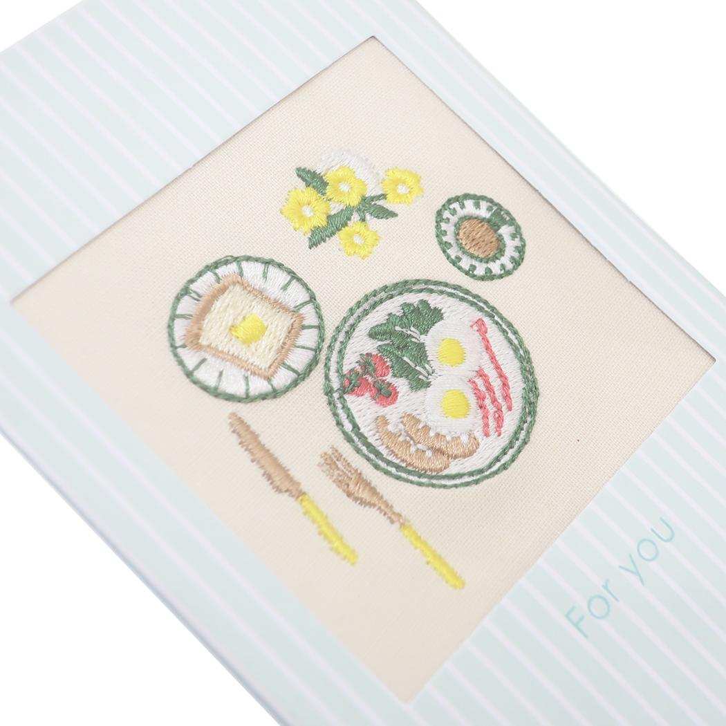 刺繍カード グリーティングカード annas アンナス ED朝食 学研ステイフル 多目的 封筒付き メール便可