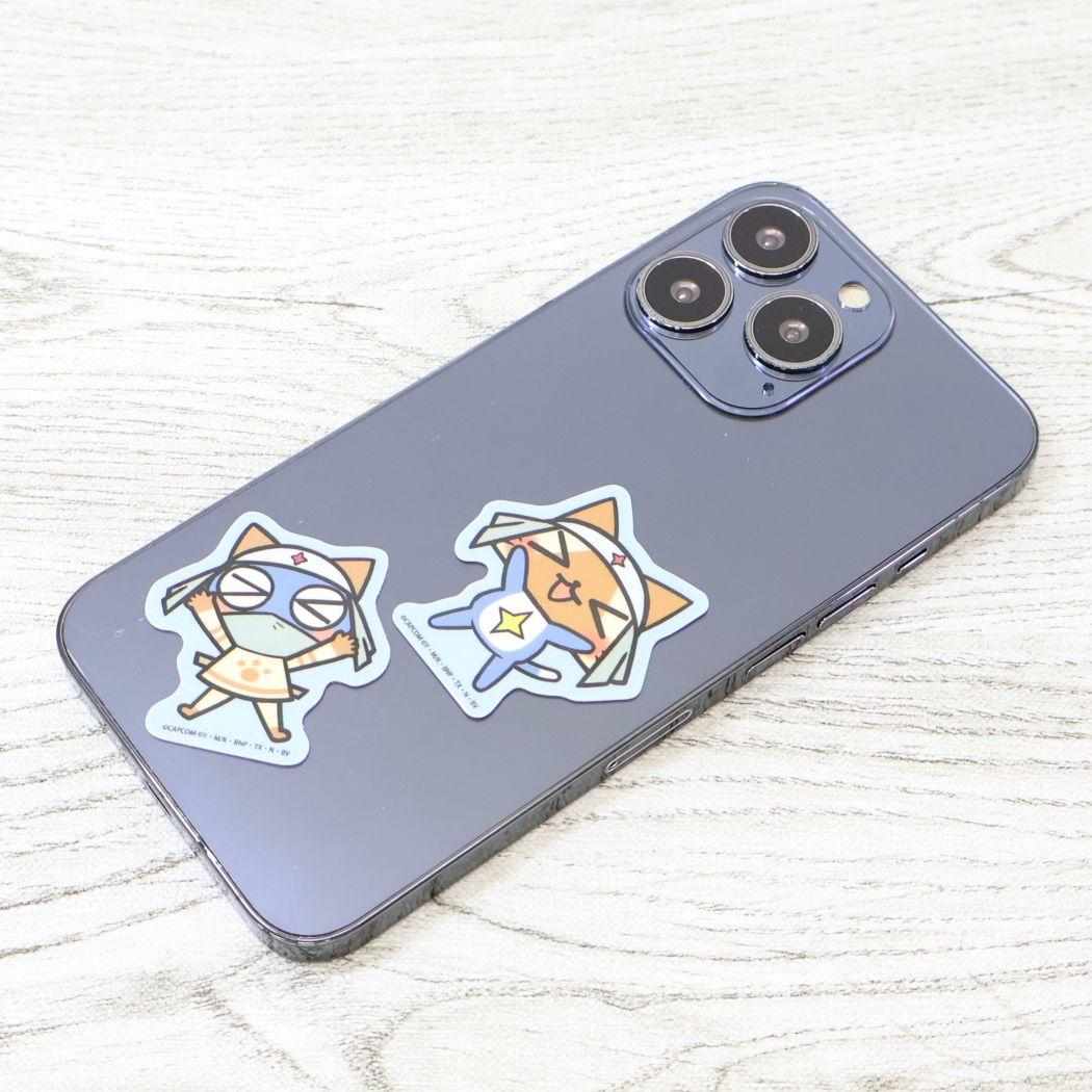 グリッターステッカー2枚セット ダイカットシール モンスターハンターxケロロ軍曹 ドロロアイルーxドロロ ゼネラルステッカー ダイカットシール デコステッカー メール便可