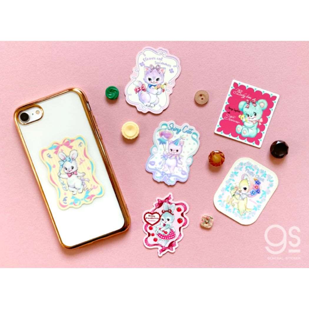 ダイカットビニールミニステッカー ダイカットシール スイマー 花こねこ SWIMMER ゼネラルステッカー 耐水耐光 デコステッカー メール便可