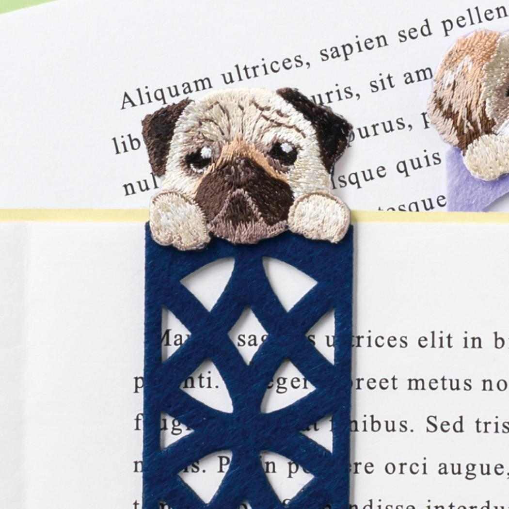 ブックマーク ANIMAL BOOKMARKER 刺繍しおり パグ ヒサゴ