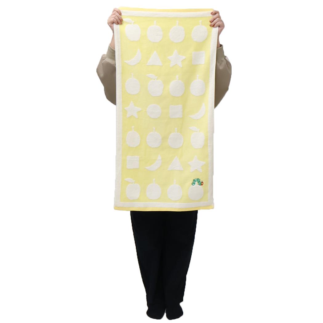 プリントコンパクトバスタオル バスタオル はらぺこあおむし シェイプ YELLOW エリックカール 林タオル お風呂タオル 絵本