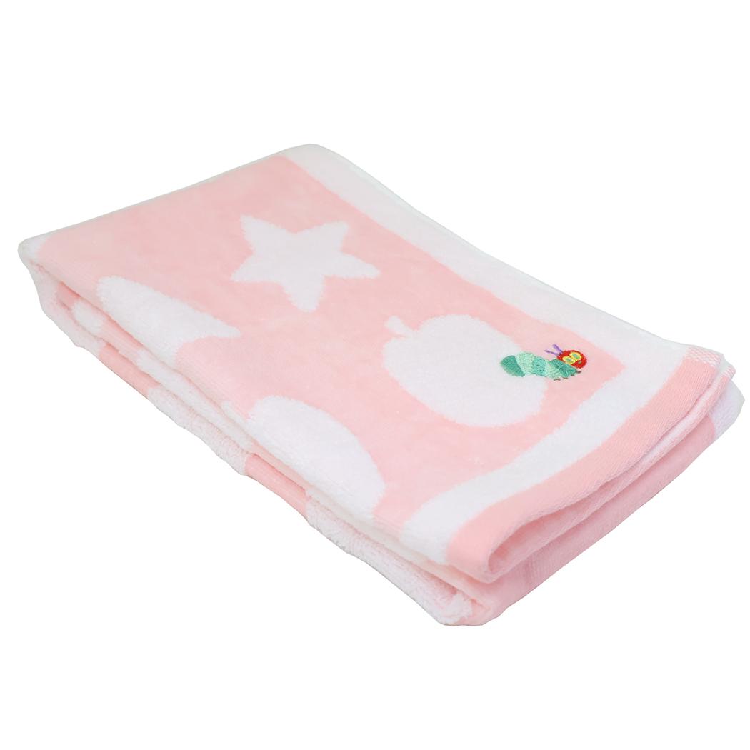 プリントロングタオル フェイスタオル はらぺこあおむし シェイプ PINK エリックカール 林タオル 新生活雑貨 絵本メール便可