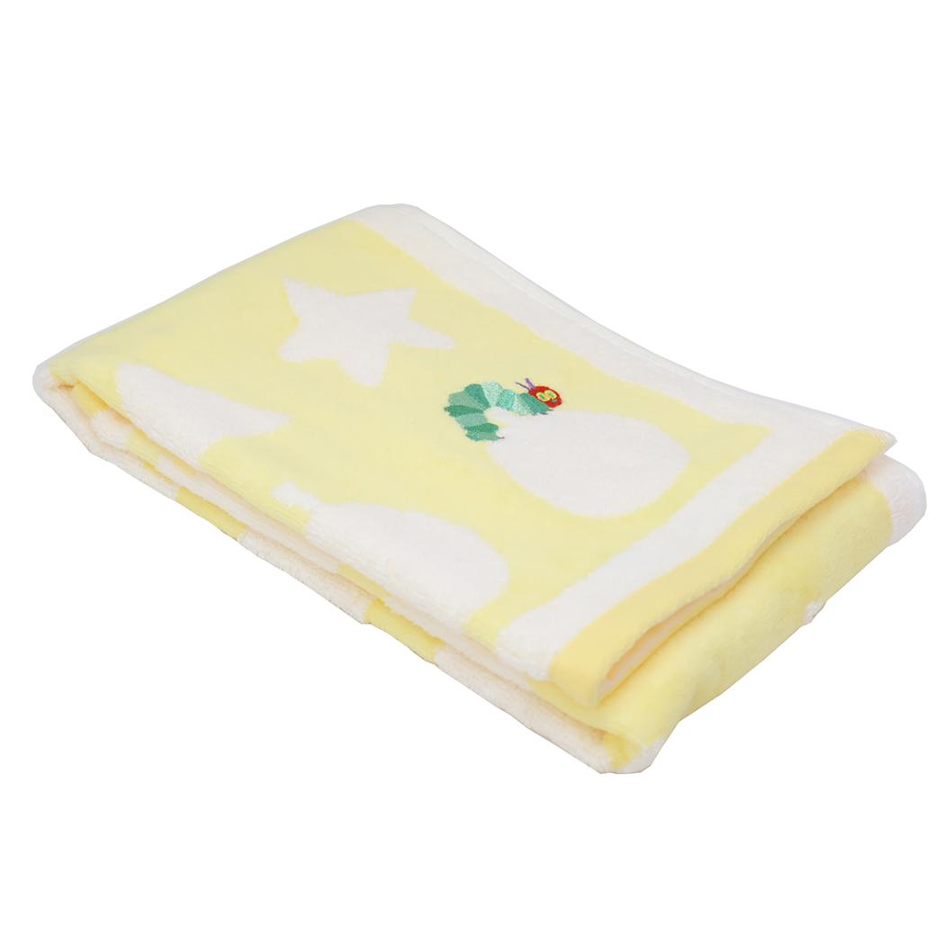 プリントロングタオル フェイスタオル はらぺこあおむし シェイプ YELLOW エリックカール 林タオル 新生活雑貨 絵本メール便可