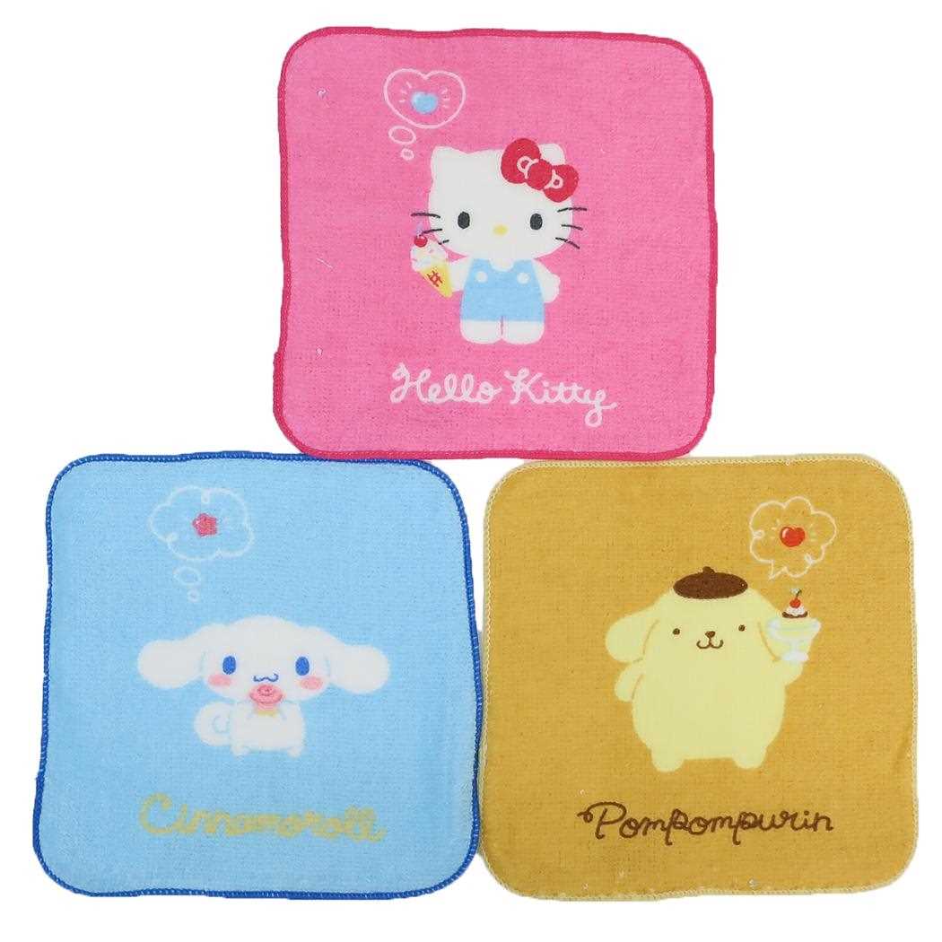 サンリオキャラクターズ ハンカチタオル プチタオル3枚組 シンプルタイムALL Sanrio 入園入学準備雑貨 キャラクター グッズ メール便可 シネマコレクション