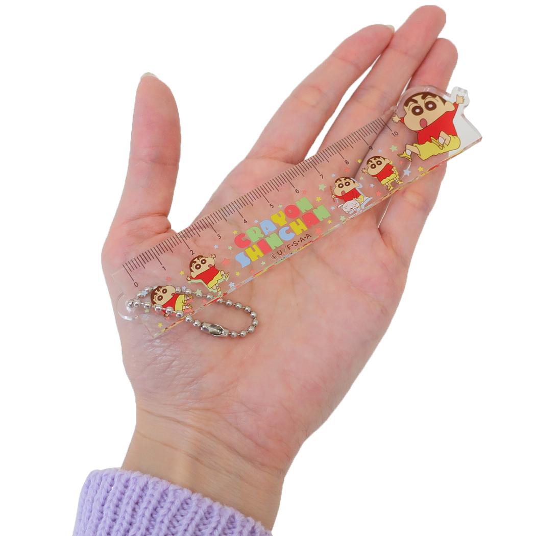 アクリルものさしキーホルダー10cm 定規 クレヨンしんちゃん アイプランニング ボールチェーン 物差し ルーラー アニメメール便可