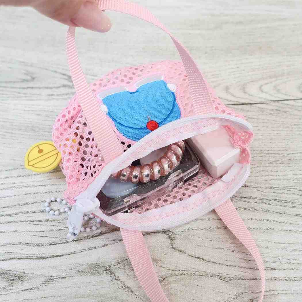 メッシュミニチュアバッグボールチェーン ミニポーチ ドラえもん ピンク 藤子F不二雄 アイアップ 小物入れ アニメメール便可