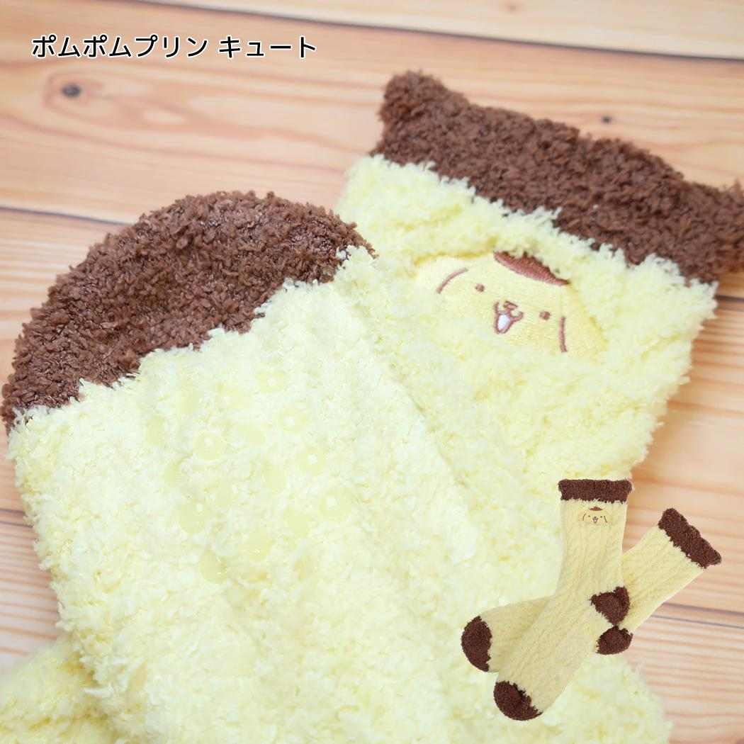 サンリオ 女性用防寒靴下 編み込みボアソックス 23~25cm ポムポムプリン キュート sanrio ジェイズプランニング