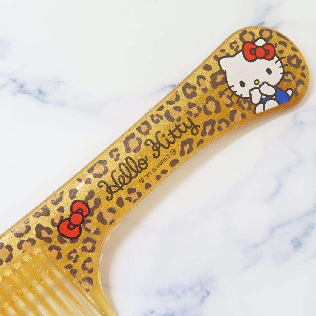 ラメ入りコーム くし ハローキティ ヒョウ柄 サンリオ ヘアブラシ メール便可