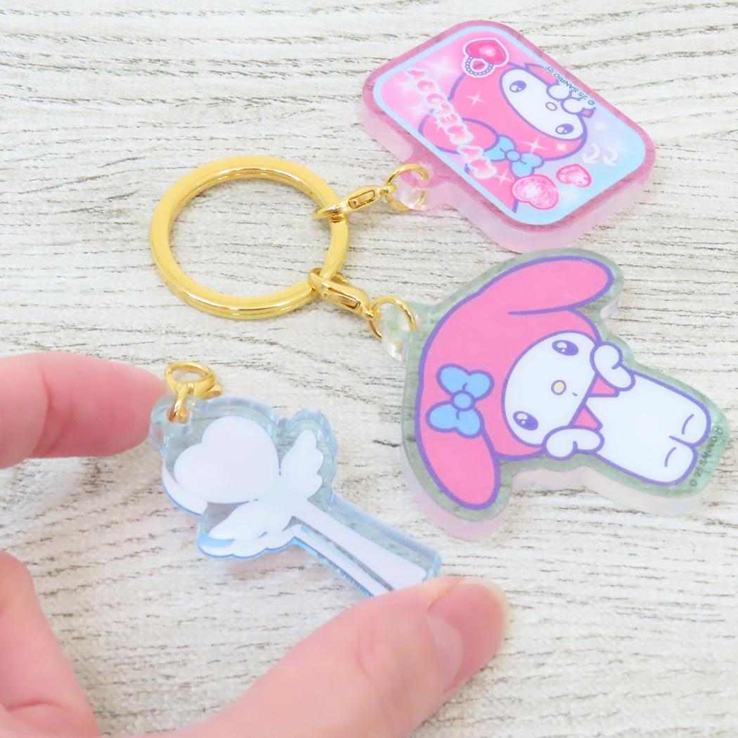 3連アクリルキーホルダー キーリング マイメロディ 胸キュンメモリーズ サンリオ 3チャーム アクキー メール便可