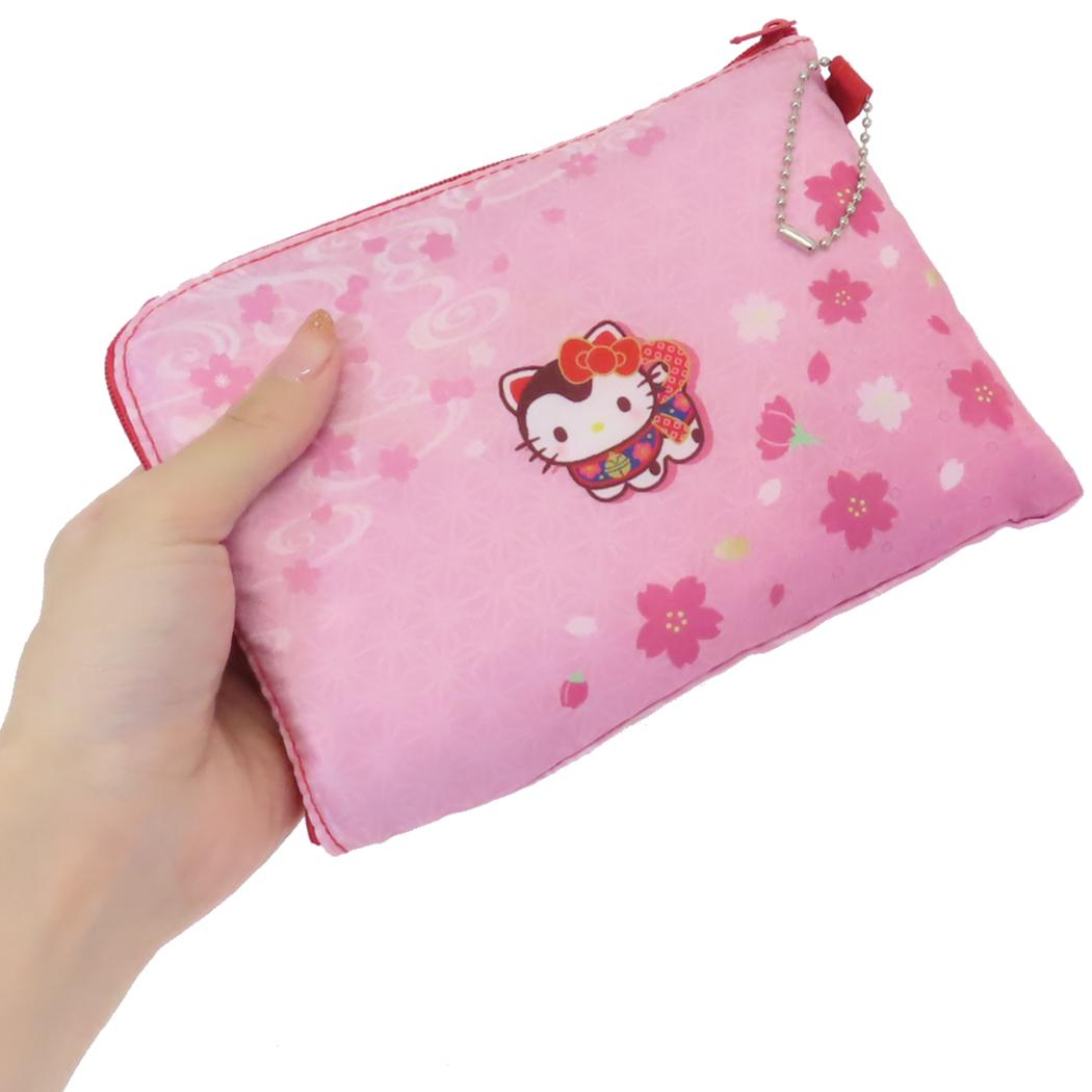 折りたたみエコバッグ ショッピングバッグ ハローキティ 和雑貨シリーズ サンリオ ケイカンパニー お買い物かばん 折りたたみ 収納ポーチ付き メール便可