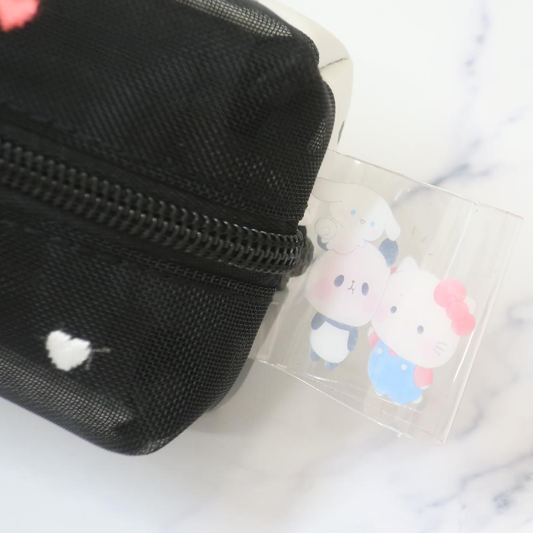 2ルームペンケース ペンポーチ サンリオxもちぱん モノクロリボン カミオジャパン 筆箱 新学期準備文具